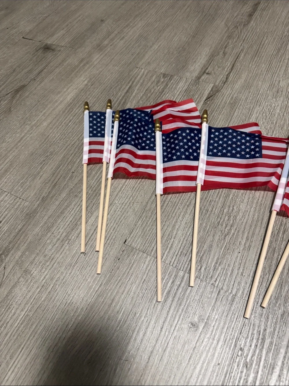 12 Mini American Stick Flags - Red, White & Blue Party Pack